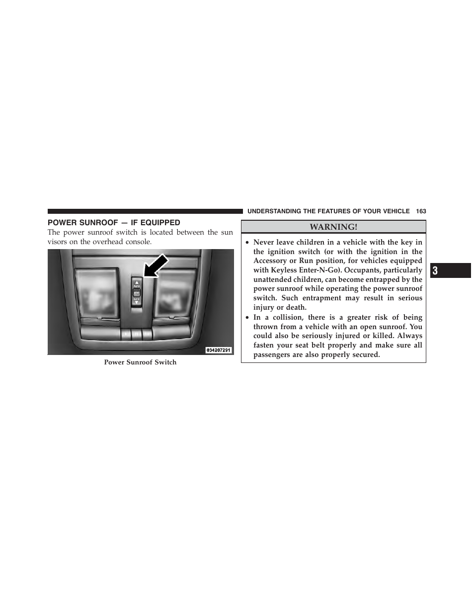 Power sunroof — if equipped | Dodge 2012 Challenger-SRT - Owner Manual User Manual | Page 165 / 471