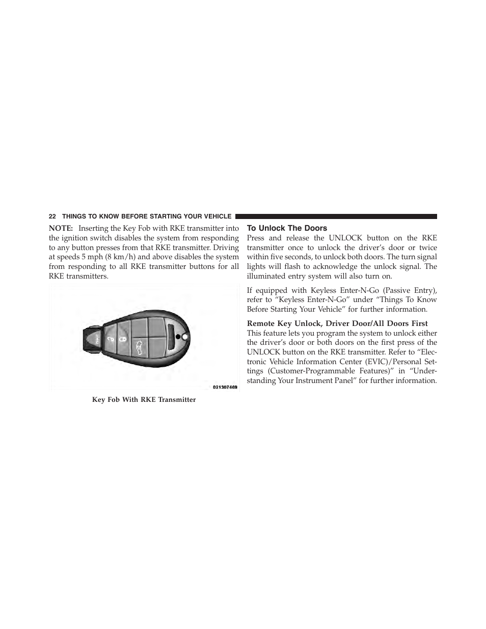To unlock the doors | Dodge 2012 Challenger-SRT - Owner Manual User Manual | Page 24 / 471