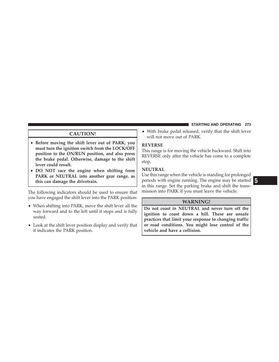 Dodge 2012 Challenger-SRT - Owner Manual User Manual | Page 275 / 471