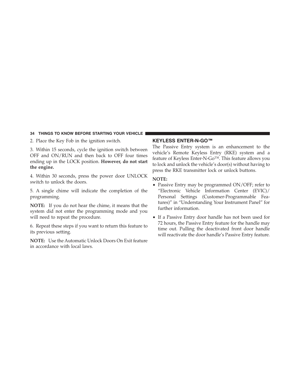 Keyless enter-n-go | Dodge 2012 Challenger-SRT - Owner Manual User Manual | Page 36 / 471