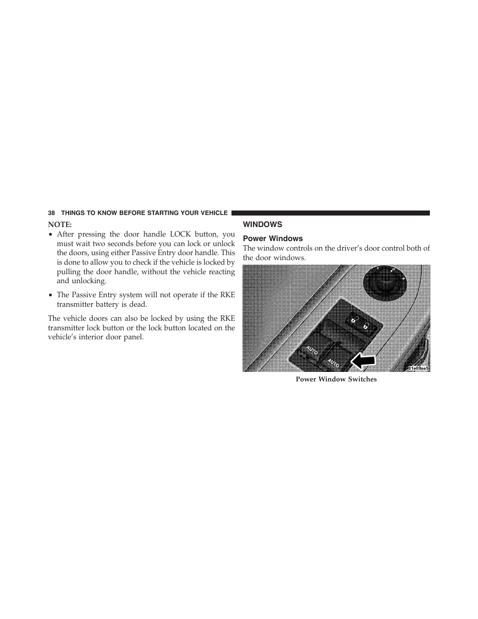 Windows, Power windows | Dodge 2012 Challenger-SRT - Owner Manual User Manual | Page 40 / 471