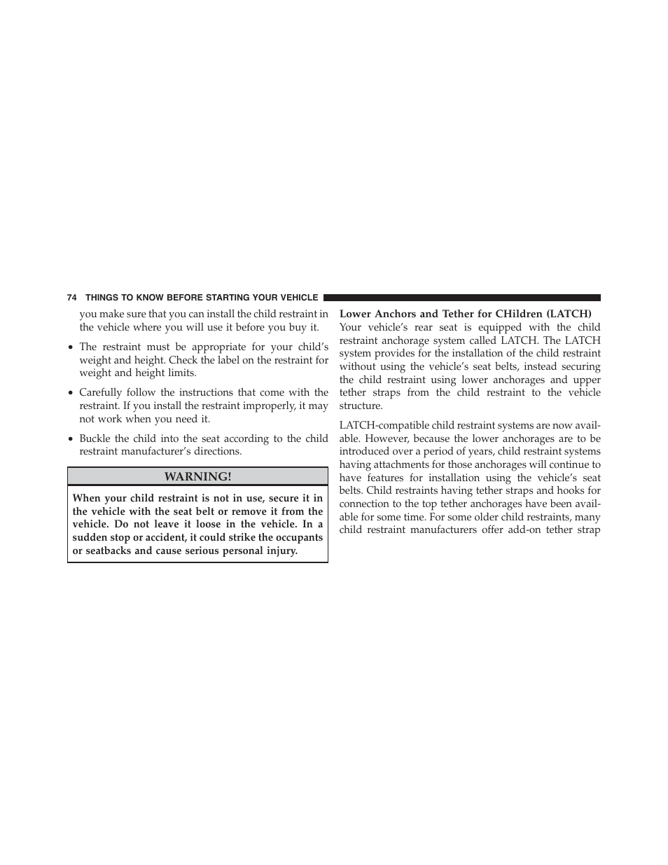 Dodge 2012 Challenger-SRT - Owner Manual User Manual | Page 76 / 471
