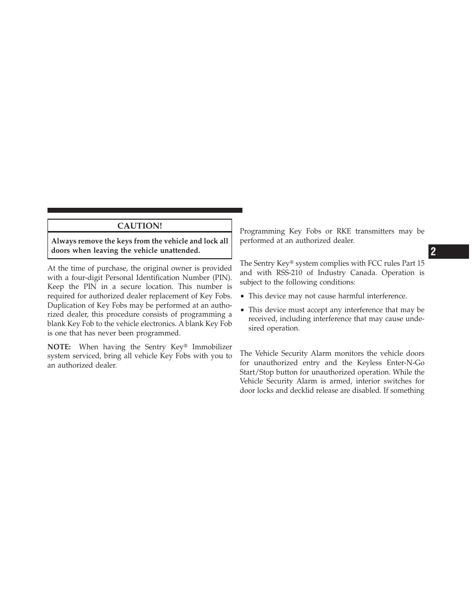 Customer key programming, General information, Vehicle security alarm — if equipped | Dodge 2012 Charger - Owner Manual User Manual | Page 19 / 594