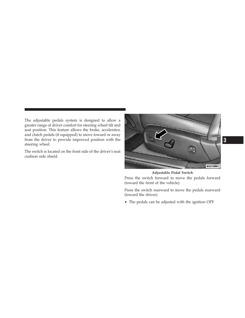 Adjustable pedals — if equipped | Dodge 2012 Charger - Owner Manual User Manual | Page 219 / 594