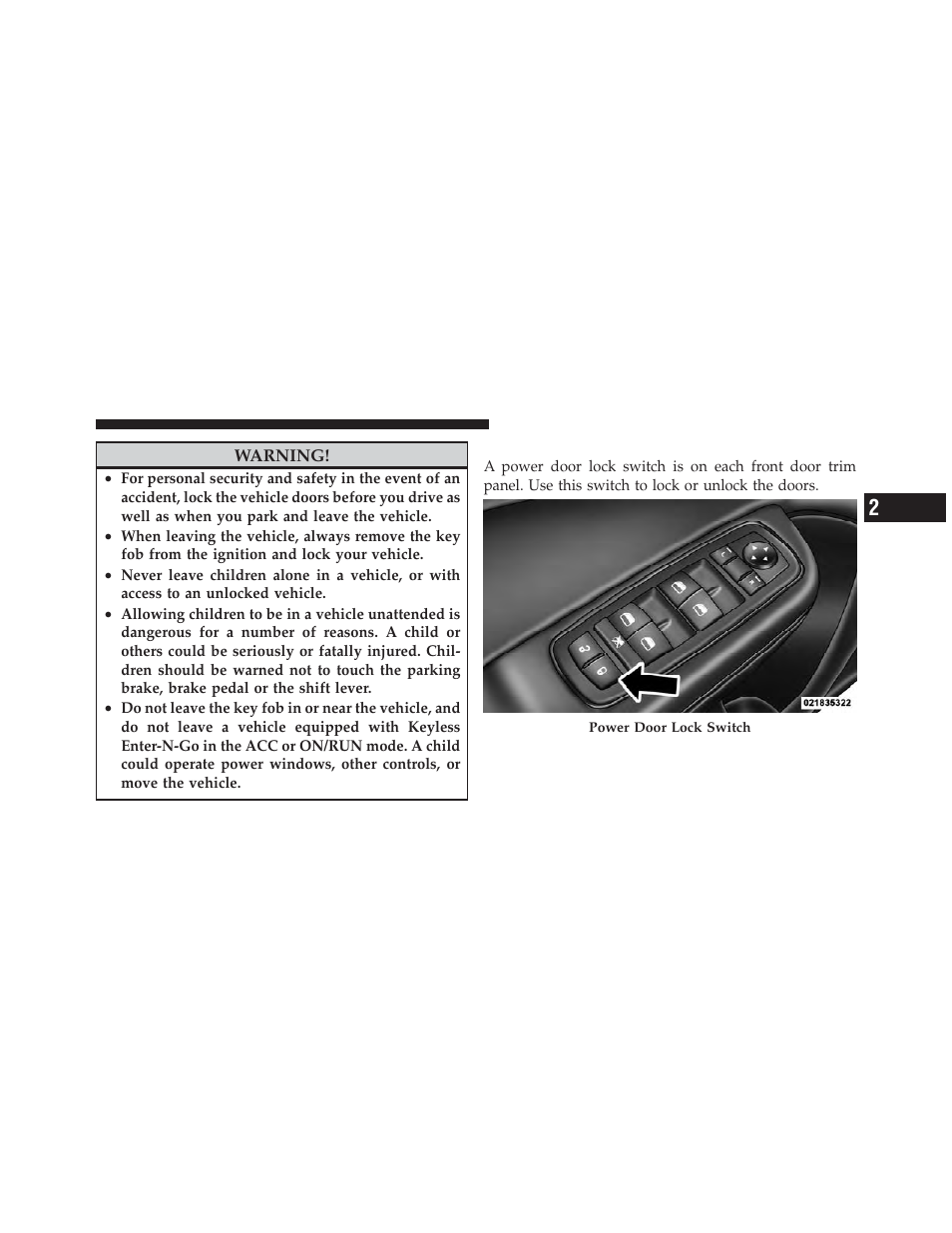 Power door locks | Dodge 2012 Charger - Owner Manual User Manual | Page 31 / 594