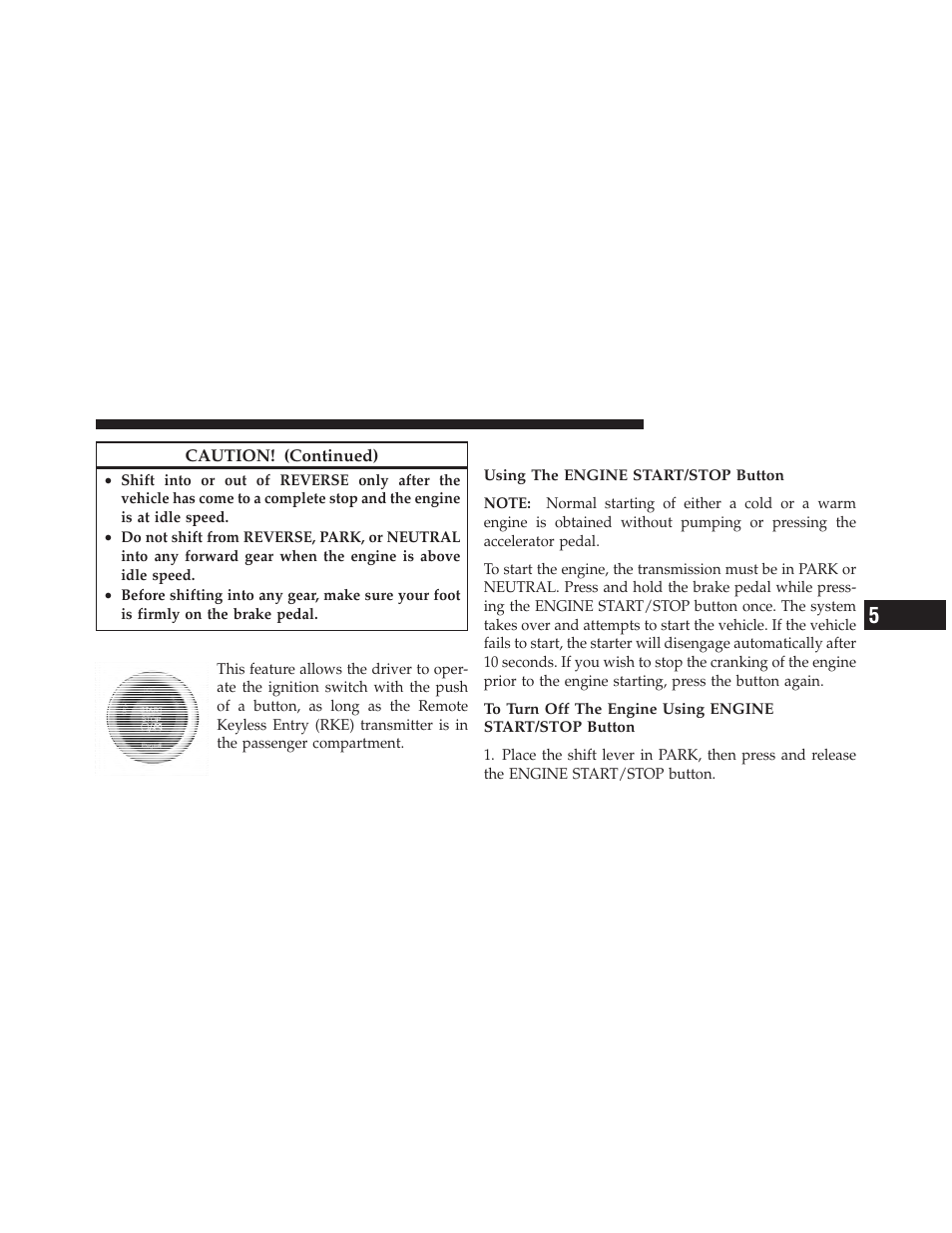 Keyless enter-n-go, Normal starting | Dodge 2012 Charger - Owner Manual User Manual | Page 367 / 594