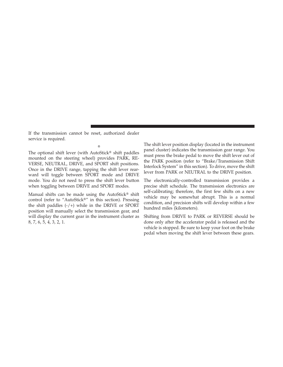 Optional shifter with autostickĥ, Five-speed automatic transmission – 5.7l engine, Optional shifter with autostick | Five-speed automatic transmission – 5.7l, Engine | Dodge 2012 Charger - Owner Manual User Manual | Page 376 / 594