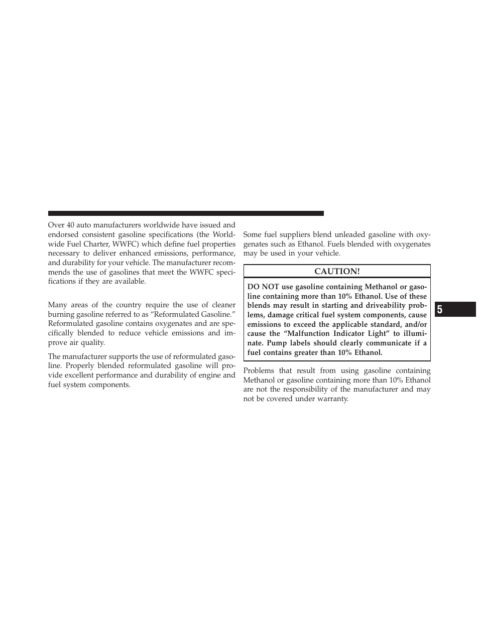 Reformulated gasoline, Gasoline/oxygenate blends | Dodge 2012 Charger - Owner Manual User Manual | Page 439 / 594