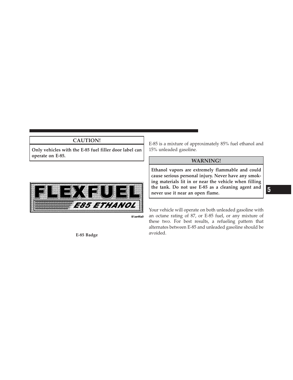 Ethanol fuel (e-85), Fuel requirements | Dodge 2012 Charger - Owner Manual User Manual | Page 443 / 594