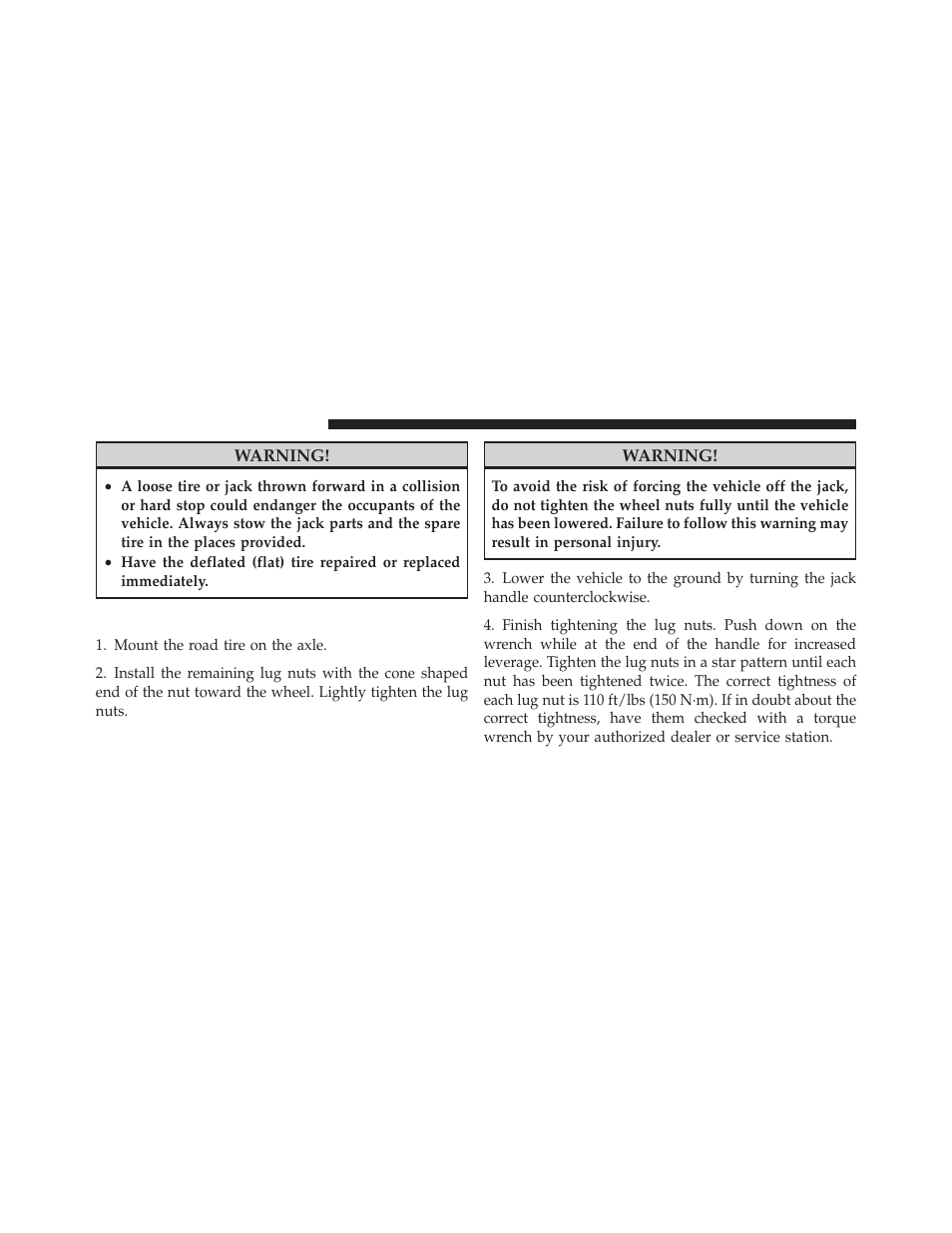 Road tire installation | Dodge 2012 Charger - Owner Manual User Manual | Page 476 / 594