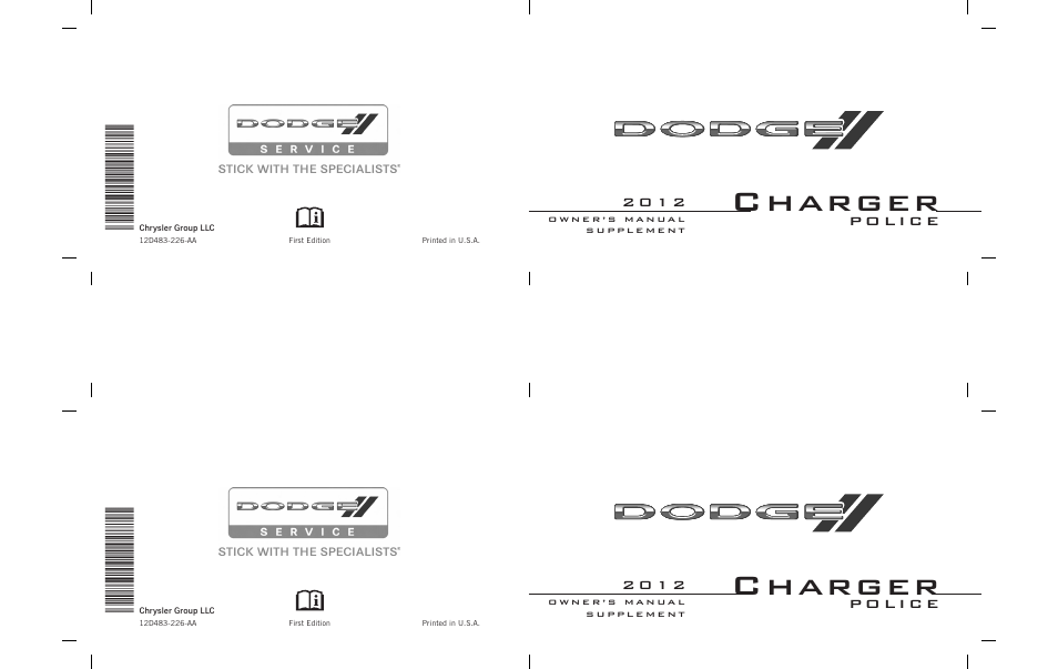 Dodge 2012 Charger - Supplement User Manual | 63 pages