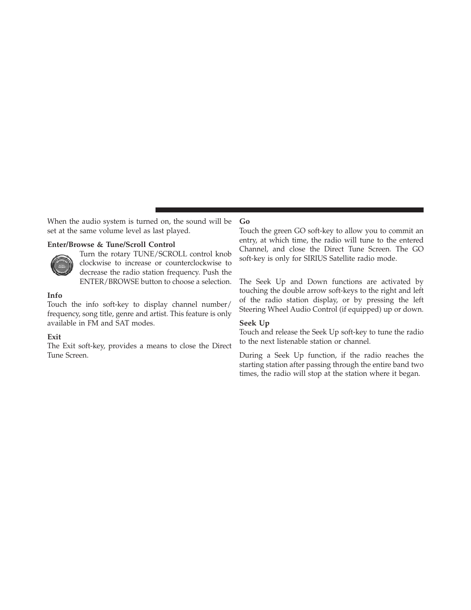 Seek and direct tune functions | Chrysler 2012 300 - Uconnect Manual User Manual | Page 15 / 130