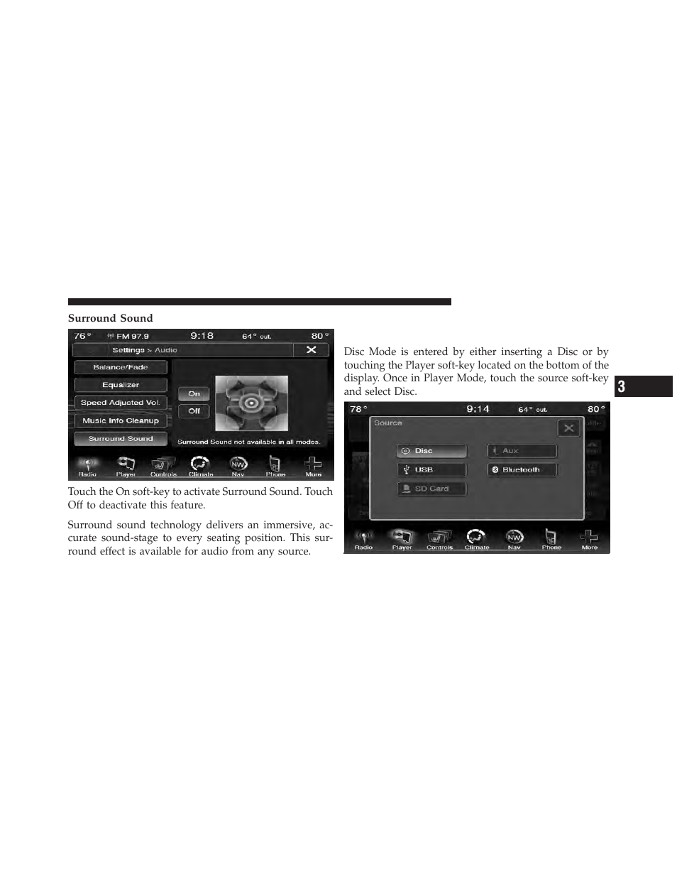 Operating instructions – disc mode, Overview | Chrysler 2012 300 - Uconnect Manual User Manual | Page 54 / 130