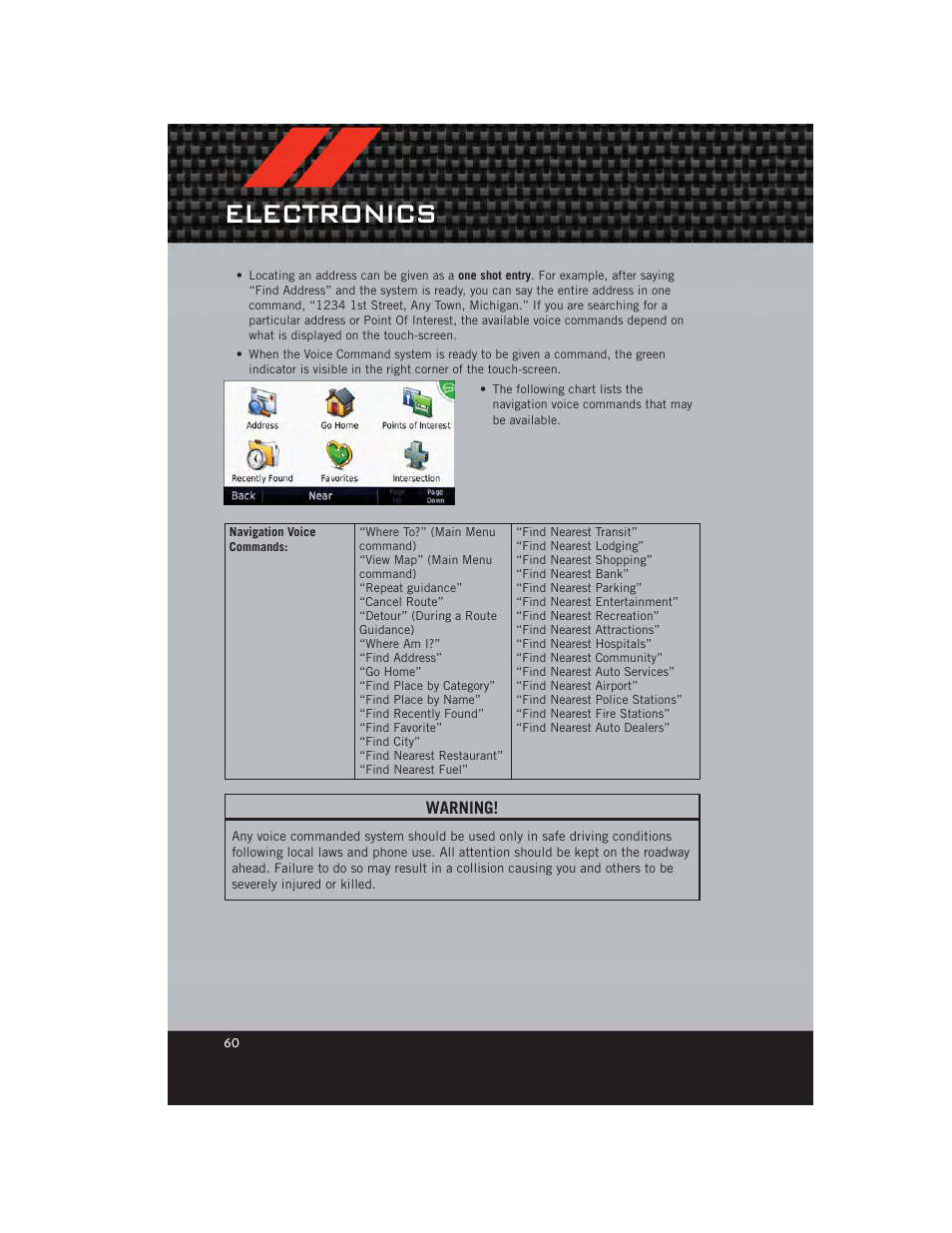 Electronics | Dodge 2012 Charger_SRT - User Guide User Manual | Page 62 / 130