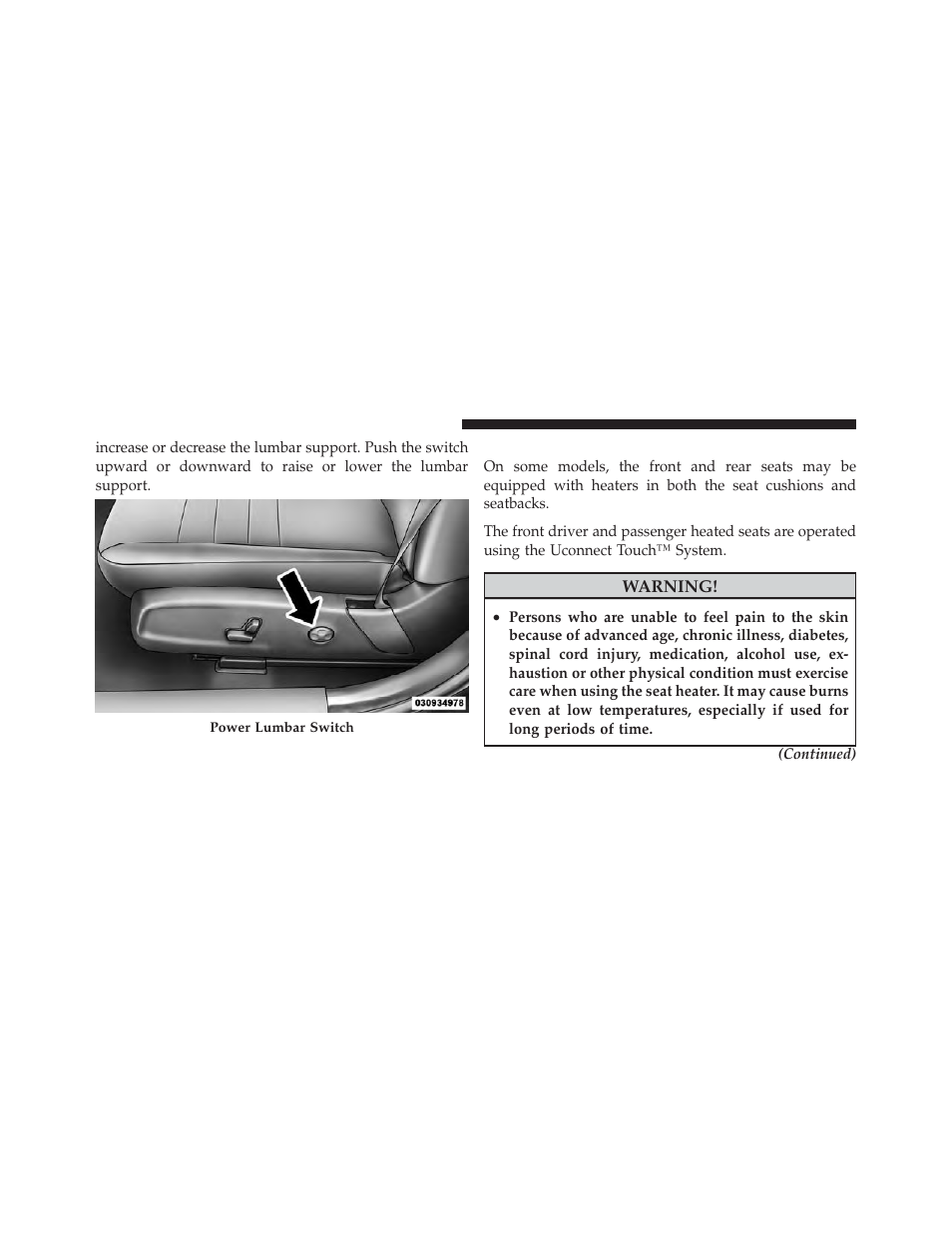 Heated seats | Dodge 2012 Charger_SRT - Owner Manual User Manual | Page 188 / 571