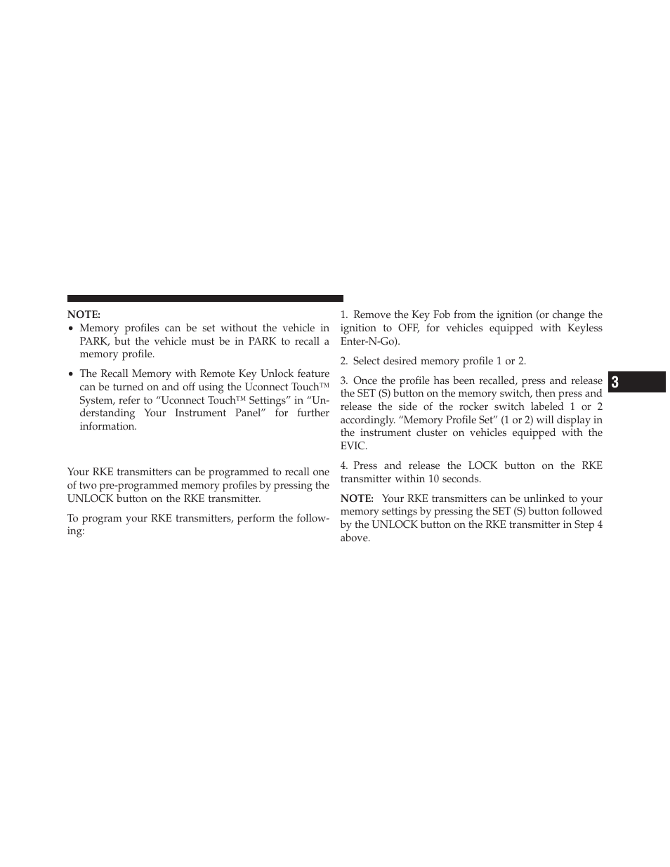 Linking and unlinking the remote keyless, Entry transmitter to memory | Dodge 2012 Charger_SRT - Owner Manual User Manual | Page 199 / 571