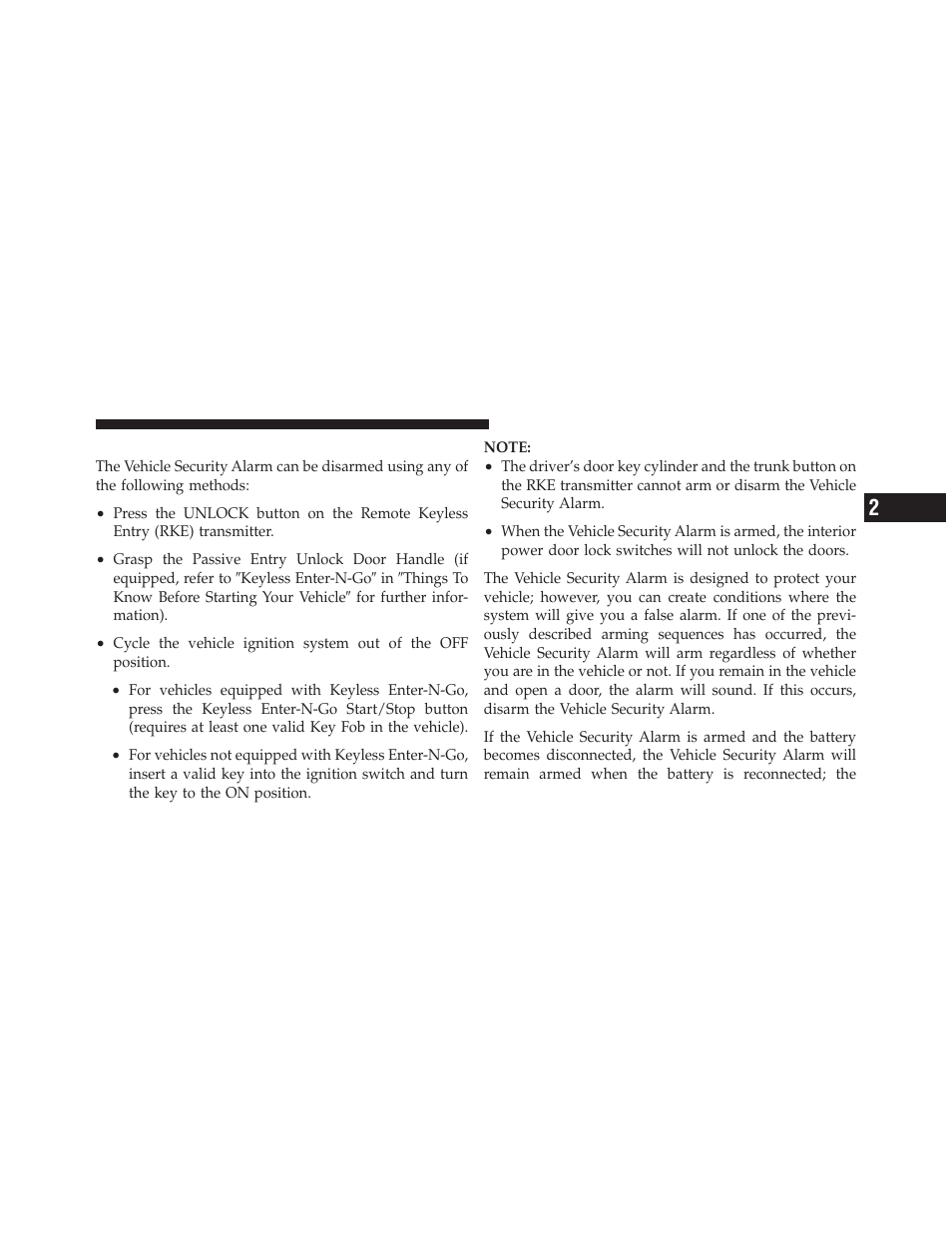 To disarm the system | Dodge 2012 Charger_SRT - Owner Manual User Manual | Page 21 / 571