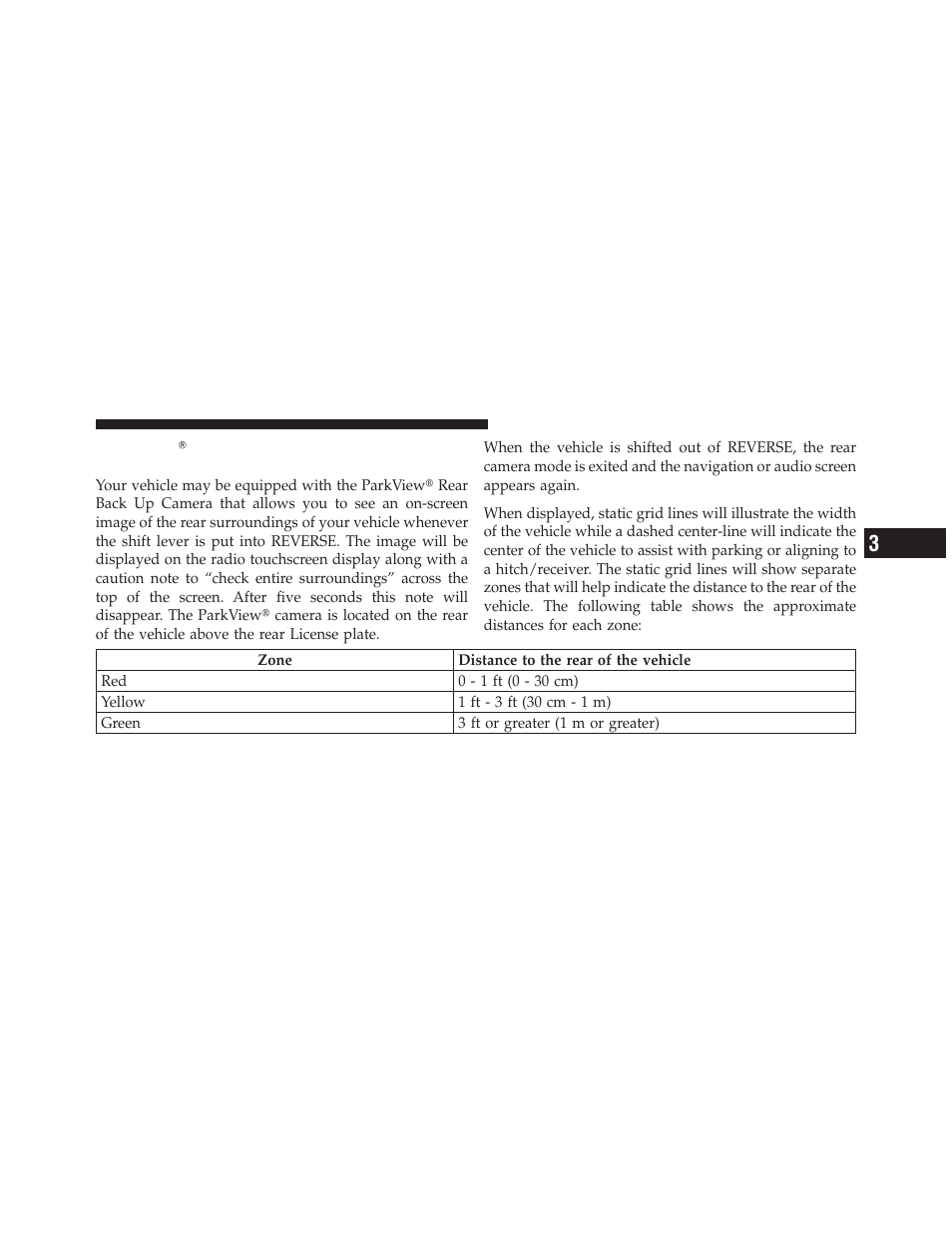 Parkviewĥ rear back up camera — if equipped, Parkview௡ rear back up camera — if, Equipped | Dodge 2012 Charger_SRT - Owner Manual User Manual | Page 259 / 571