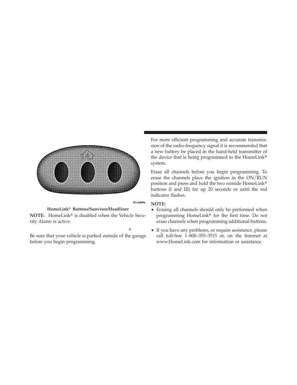 Before you begin programming homelinkĥ, Before you begin programming, Homelink | Dodge 2012 Charger_SRT - Owner Manual User Manual | Page 264 / 571