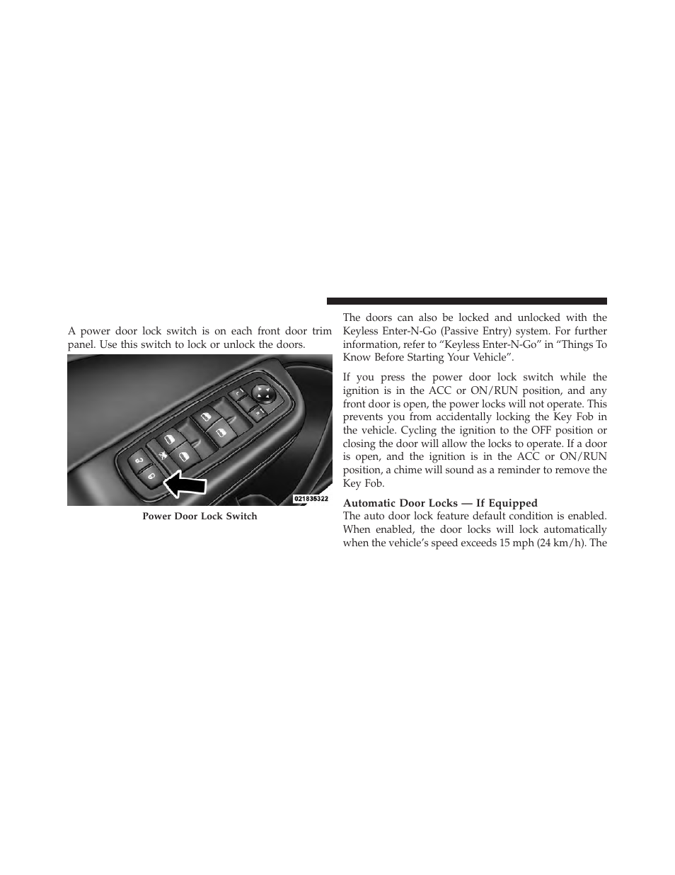 Power door locks | Dodge 2012 Charger_SRT - Owner Manual User Manual | Page 32 / 571