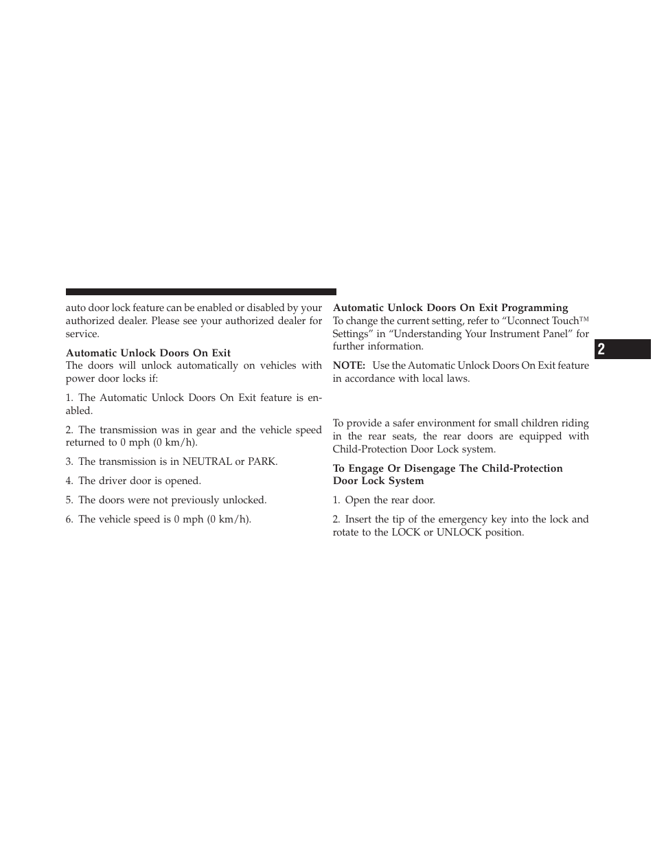 Child-protection door lock system — rear doors, Child-protection door lock system — rear, Doors | Dodge 2012 Charger_SRT - Owner Manual User Manual | Page 33 / 571