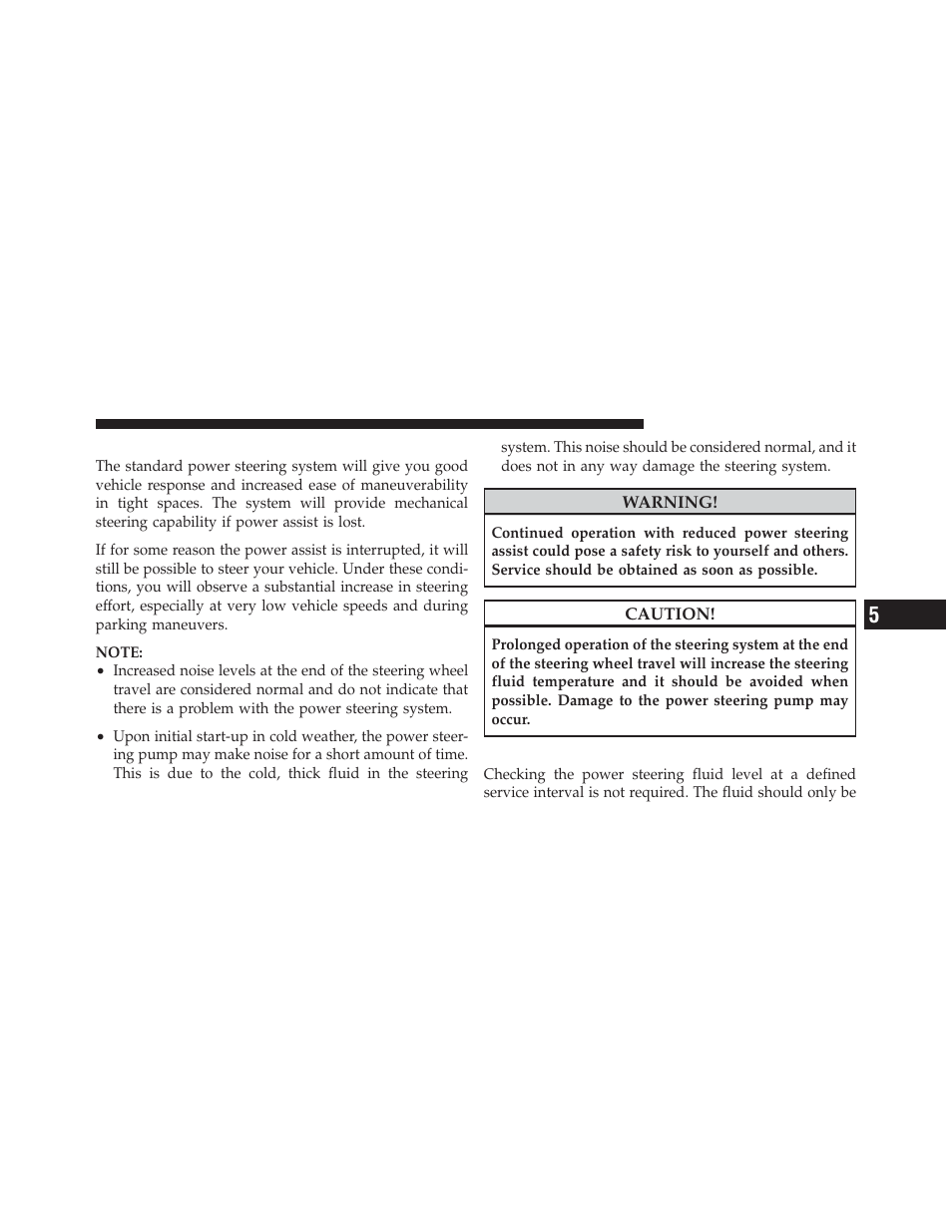 Power steering, Power steering fluid check | Dodge 2012 Charger_SRT - Owner Manual User Manual | Page 391 / 571