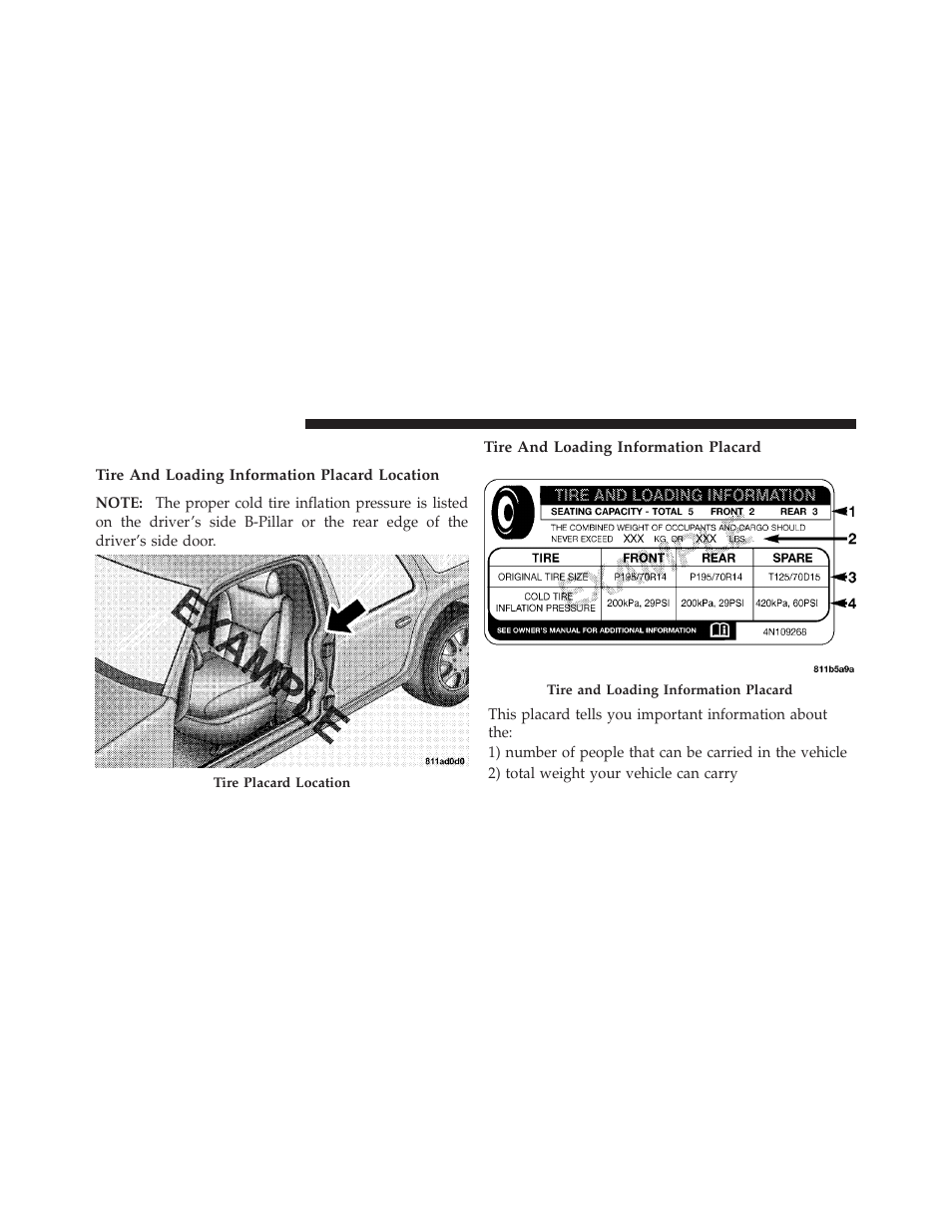 Tire loading and tire pressure | Dodge 2012 Charger_SRT - Owner Manual User Manual | Page 412 / 571