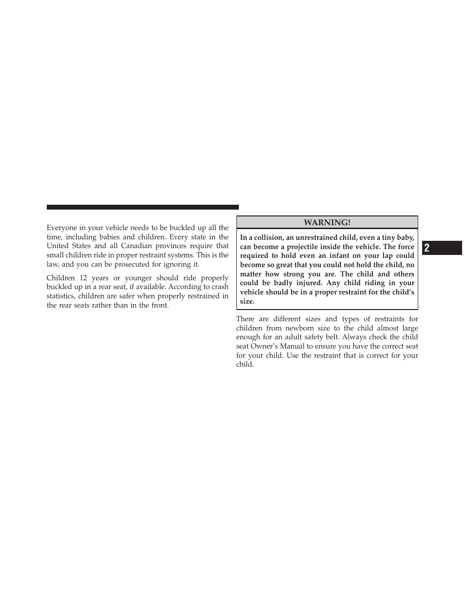 Child restraints | Dodge 2012 Charger_SRT - Owner Manual User Manual | Page 75 / 571