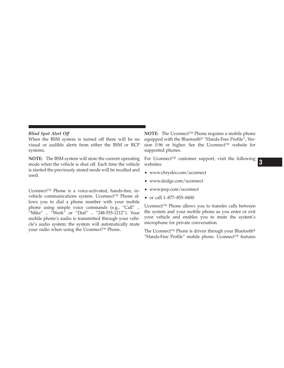 Uconnect™ phone — if equipped, Operation | Dodge 2012 Durango - Owner Manual User Manual | Page 125 / 686