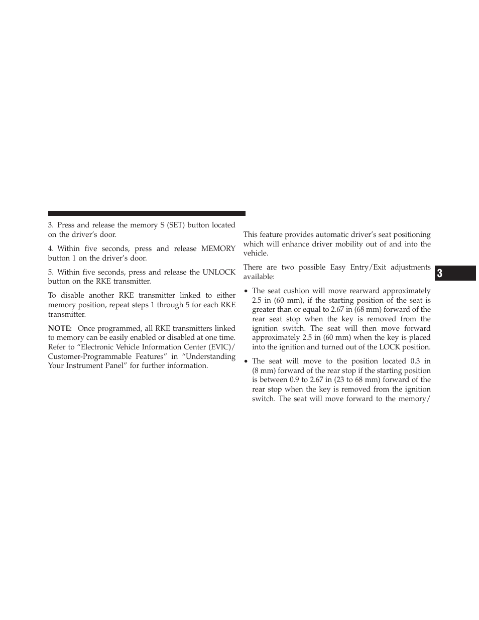 Easy entry/exit seat, Smartbeam™ — if equipped, Daytime running lights — if equipped | Headlight delay | Dodge 2012 Durango - Owner Manual User Manual | Page 187 / 686