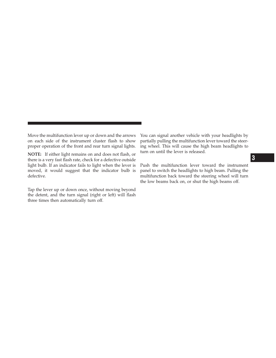 Turn signals, Lane change assist, Flash-to-pass | High/low beam switch, Power tilt/telescoping steering column, If equipped | Dodge 2012 Durango - Owner Manual User Manual | Page 199 / 686