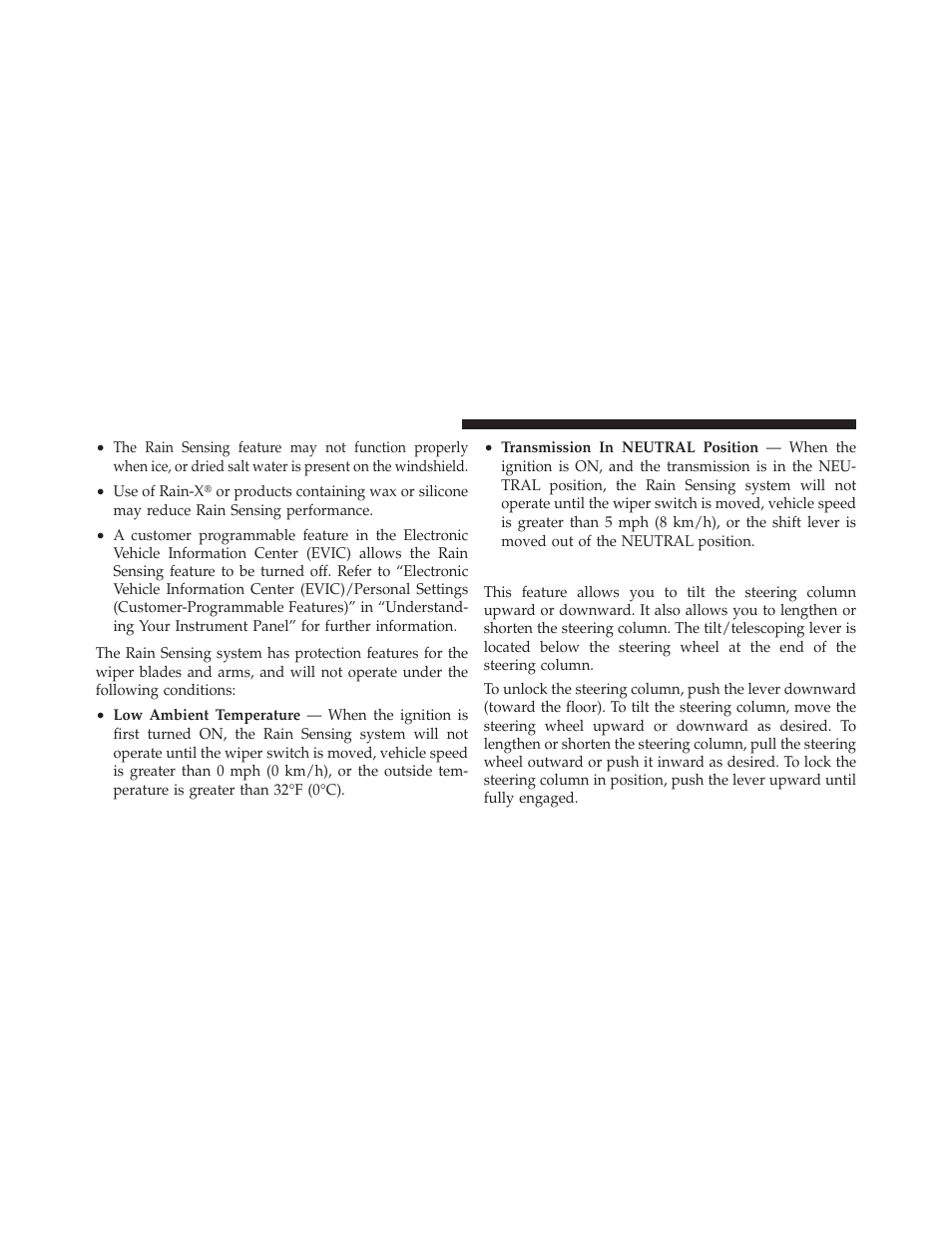 Tilt/telescoping steering column, Electronic speed control | Dodge 2012 Durango - Owner Manual User Manual | Page 204 / 686