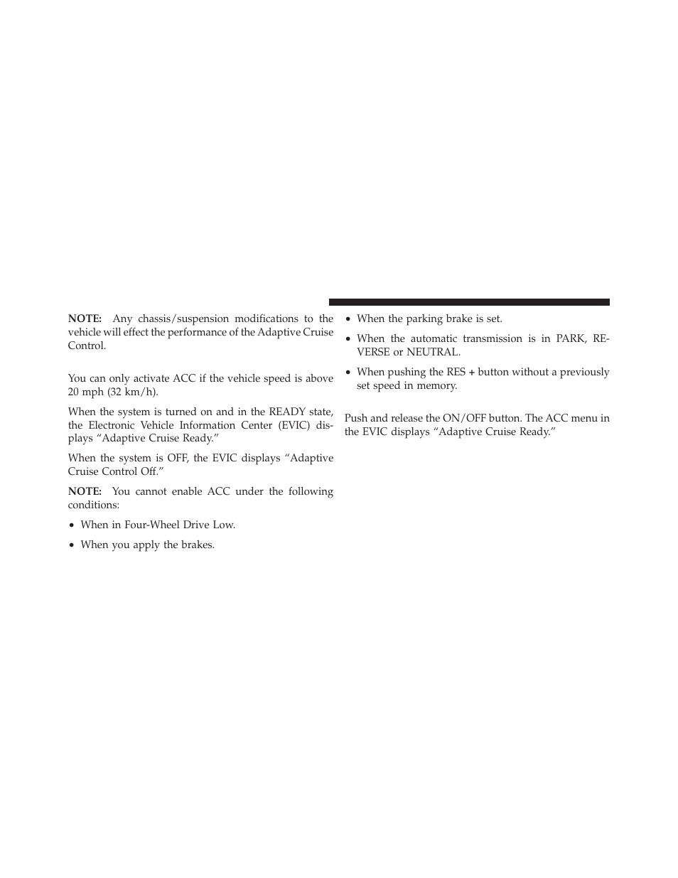 Activating adaptive cruise control (acc), To activate | Dodge 2012 Durango - Owner Manual User Manual | Page 214 / 686
