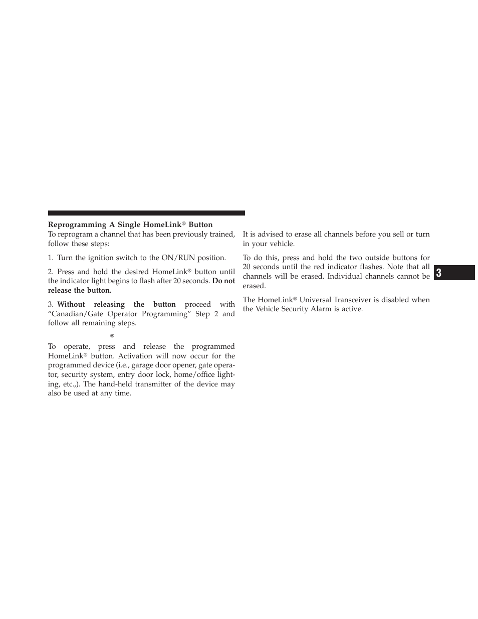 Using homelinkĥ, Security | Dodge 2012 Durango - Owner Manual User Manual | Page 259 / 686