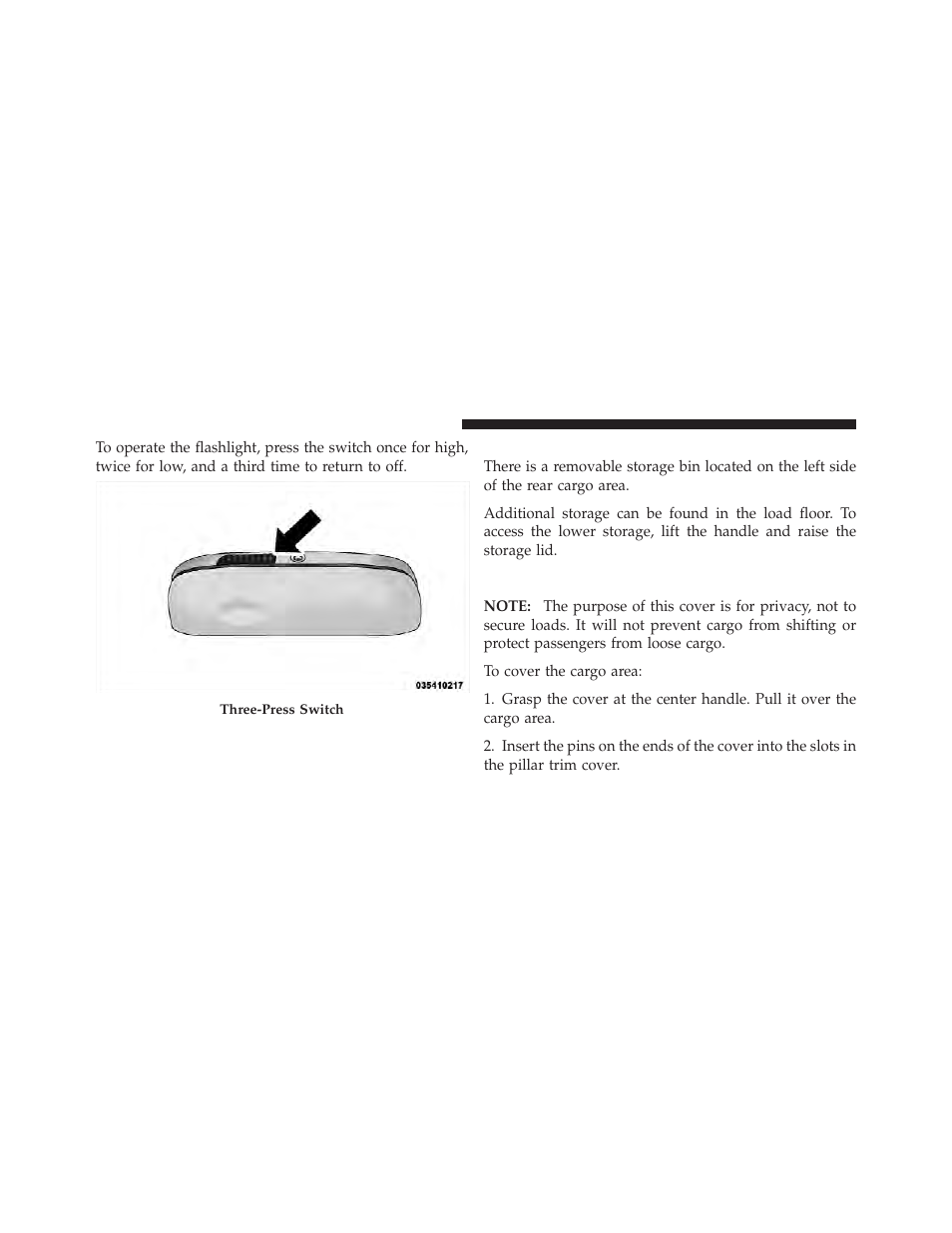 Cargo storage, Retractable cargo area cover — if equipped | Dodge 2012 Durango - Owner Manual User Manual | Page 282 / 686