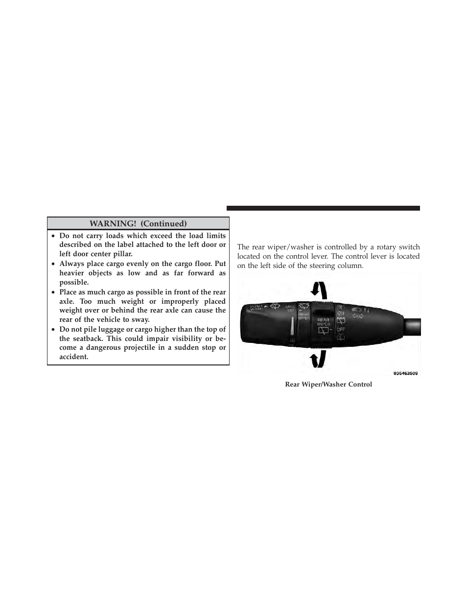 Rear window features, Rear window wiper/washer | Dodge 2012 Durango - Owner Manual User Manual | Page 284 / 686