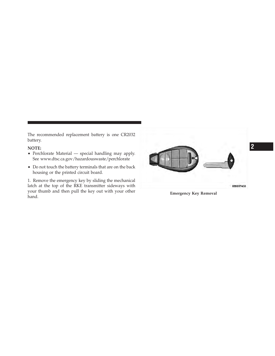 Transmitter battery replacement | Dodge 2012 Durango - Owner Manual User Manual | Page 29 / 686