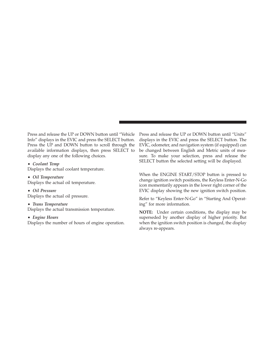 Vehicle info (customer information features), Units, Keyless enter-n-go display — if equipped | Dodge 2012 Durango - Owner Manual User Manual | Page 328 / 686