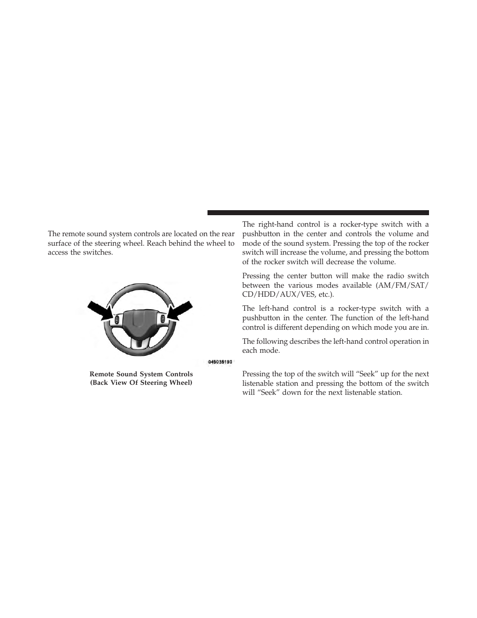 Steering wheel audio controls, Radio operation | Dodge 2012 Durango - Owner Manual User Manual | Page 408 / 686