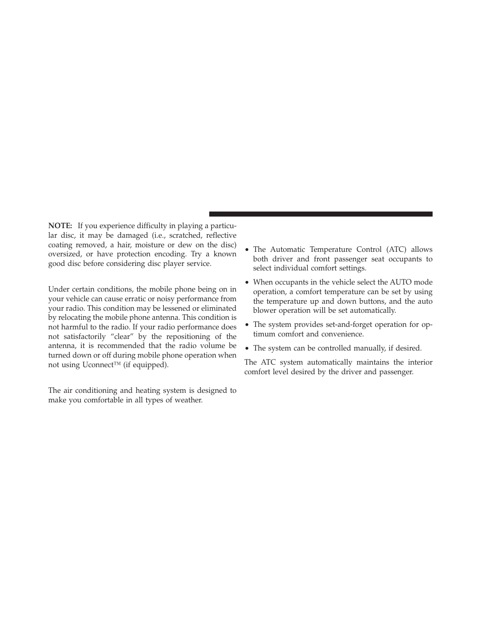 Radio operation and mobile phones, Climate controls | Dodge 2012 Durango - Owner Manual User Manual | Page 410 / 686