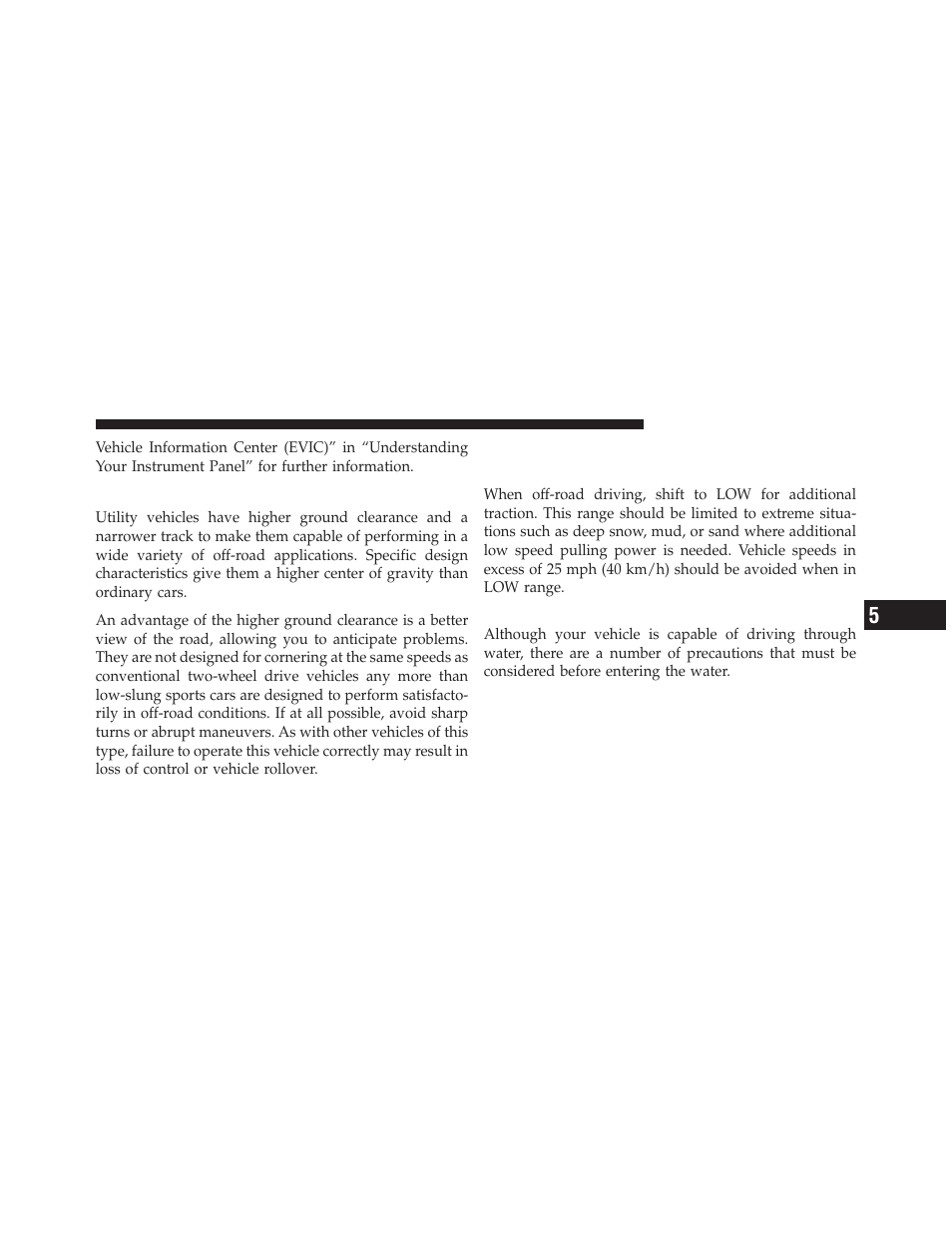 On-road driving tips, Off-road driving tips, When to use low range – if equipped | Driving through water, Traction downhill | Dodge 2012 Durango - Owner Manual User Manual | Page 459 / 686