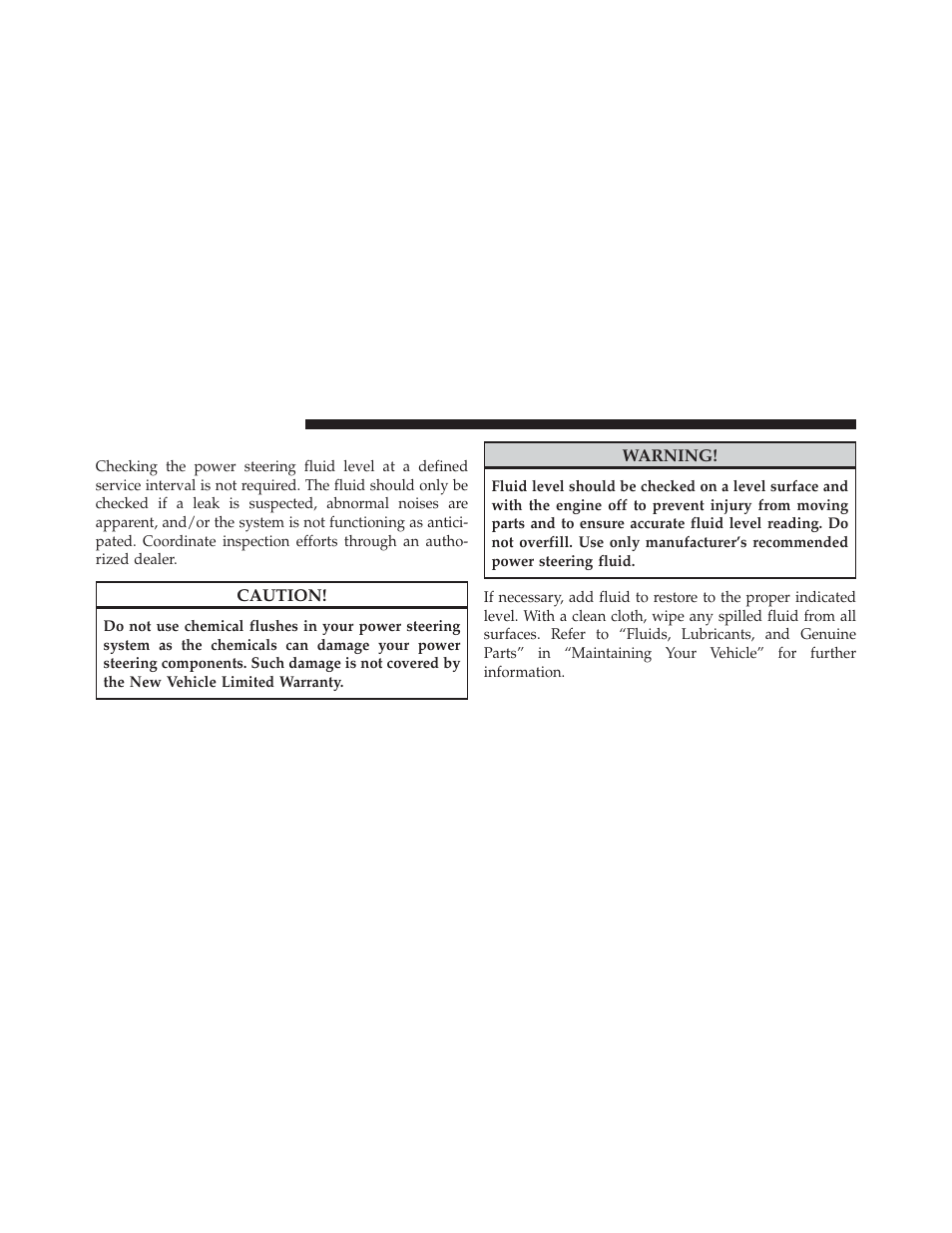 Power steering fluid check, Anti-lock brake system (abs), Traction control system (tcs) | Dodge 2012 Durango - Owner Manual User Manual | Page 466 / 686