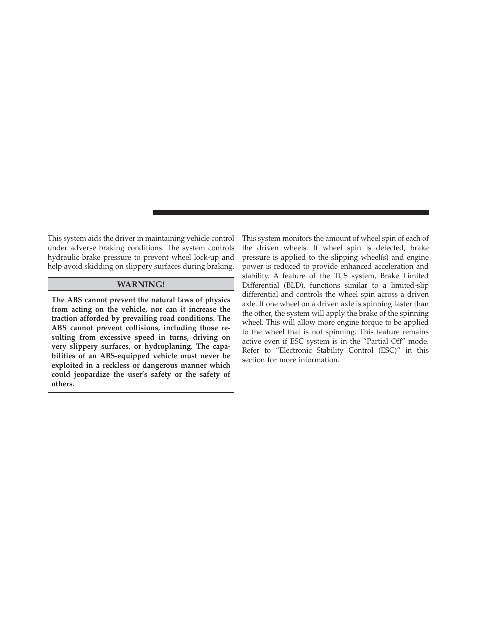 Anti-lock brake system (abs), Traction control system (tcs) | Dodge 2012 Durango - Owner Manual User Manual | Page 470 / 686