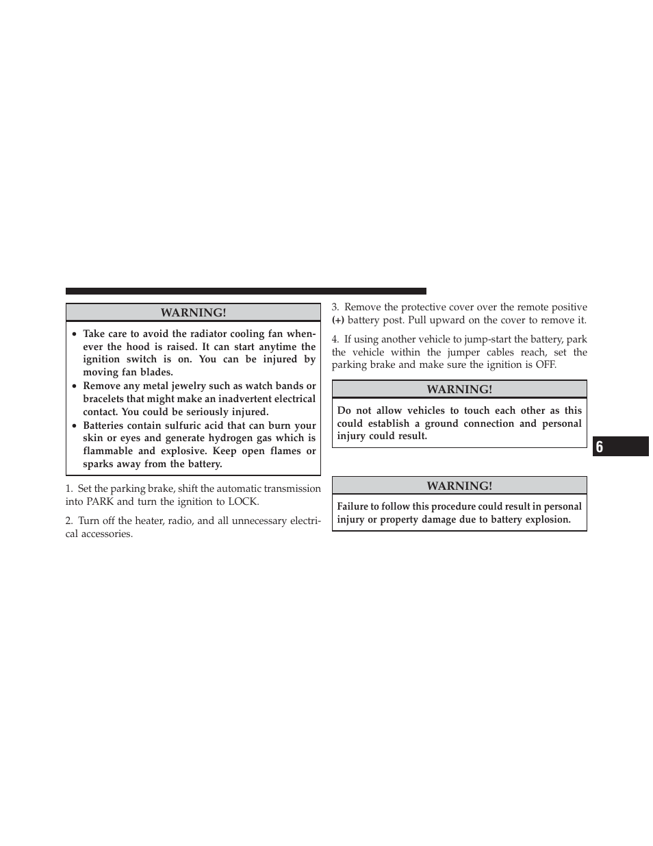 Jump-starting procedure, Maintaining your vehicle | Dodge 2012 Durango - Owner Manual User Manual | Page 571 / 686