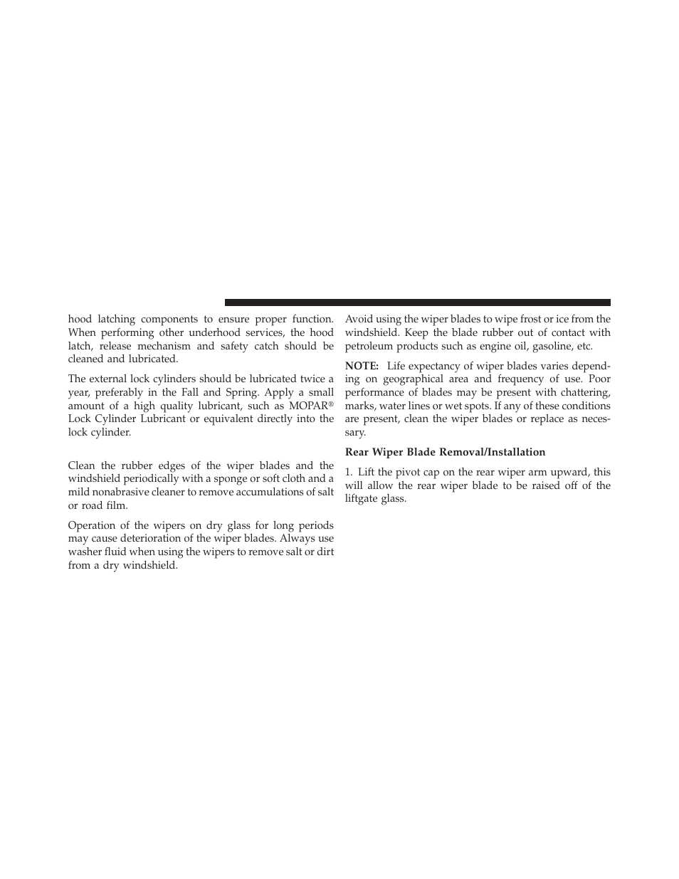 Windshield wiper blades | Dodge 2012 Durango - Owner Manual User Manual | Page 598 / 686