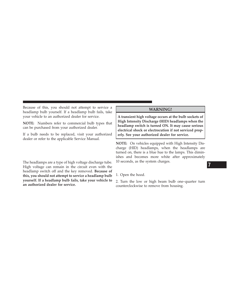 Bulb replacement, Halogen headlamps – if equipped | Dodge 2012 Durango - Owner Manual User Manual | Page 629 / 686