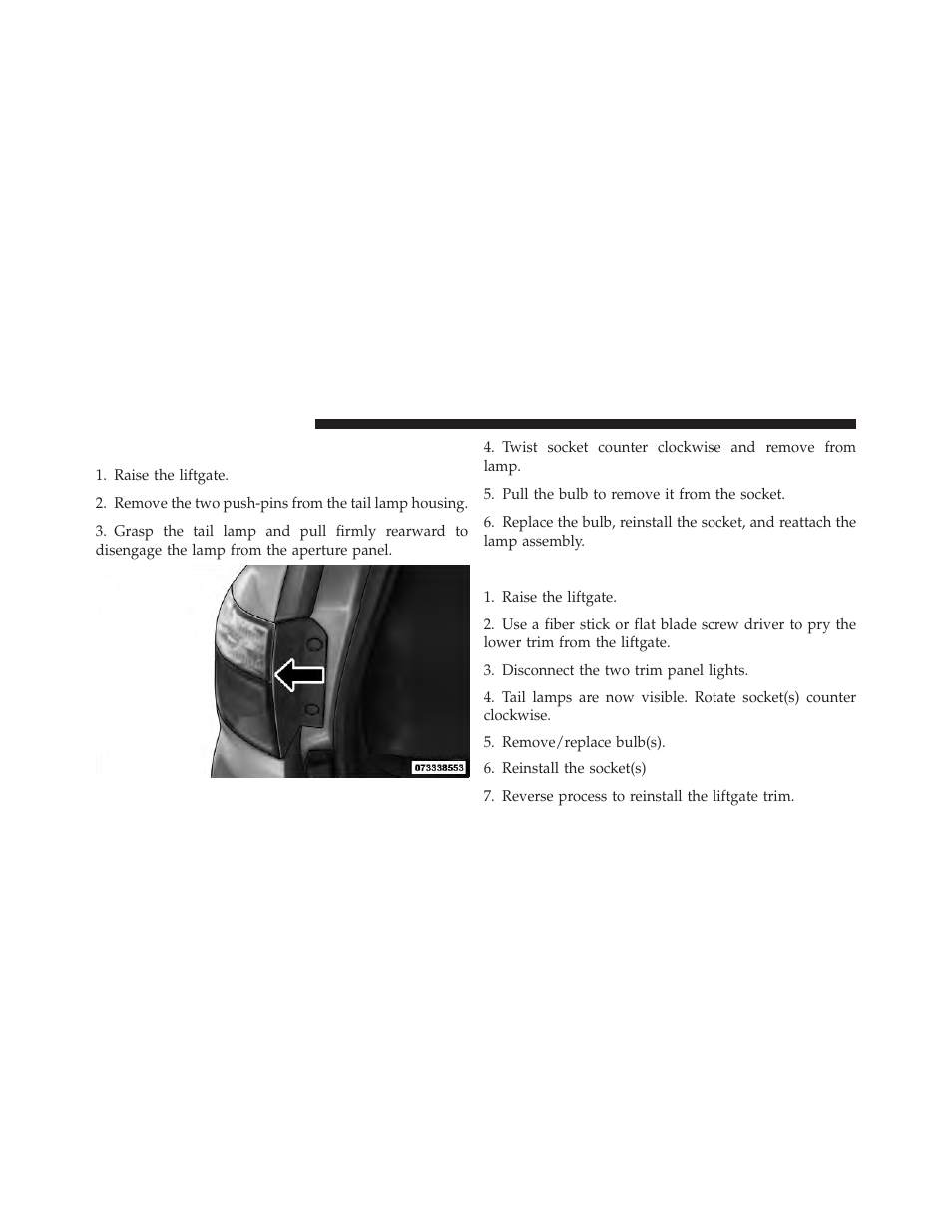 Rear tail, stop, turn signal, and backup lamps, Rear liftgate mounted tail lamp | Dodge 2012 Durango - Owner Manual User Manual | Page 632 / 686