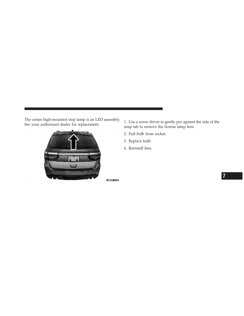 Center high-mounted stop lamp (chmsl), Rear license lamp | Dodge 2012 Durango - Owner Manual User Manual | Page 633 / 686