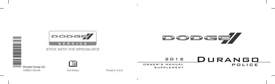 Dodge 2012 Durango - Supplement User Manual | 20 pages