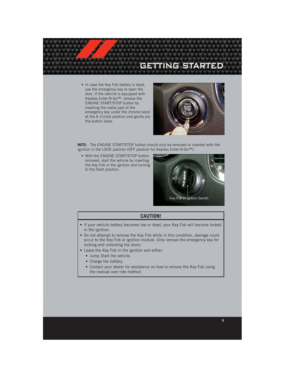 Getting started | Dodge 2012 Durango - User Guide User Manual | Page 11 / 140